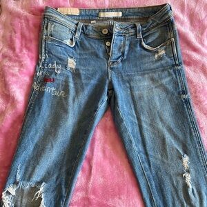 Zara Blue Distressed Skinny Jeans